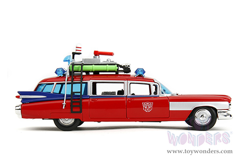 Jada Toys - Hollywood Rides | Ghostbusters™ Ecto-1™ Cadillac Ambulance TRANSFORMERS® Mash-up (1959, 1/24 scale diecast model car, Red) 35466