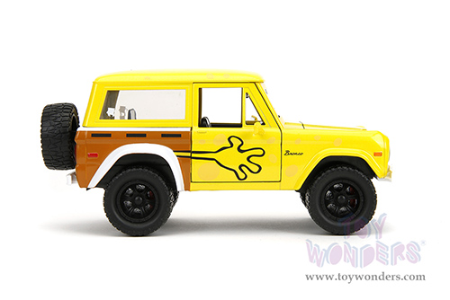 Jada Toys - Hollywood Rides | Ford Bronco with SpongeBob Squarepants Diecast Figure (1973, 1/24, diecast model car, Yellow/Brown) 35467