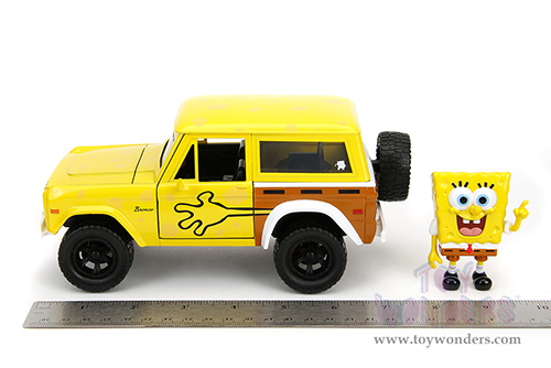 Jada Toys - Hollywood Rides | Ford Bronco with SpongeBob Squarepants Diecast Figure (1973, 1/24, diecast model car, Yellow/Brown) 35467