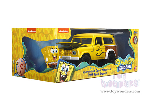 Jada Toys - Hollywood Rides | Ford Bronco with SpongeBob Squarepants Diecast Figure (1973, 1/24, diecast model car, Yellow/Brown) 35467