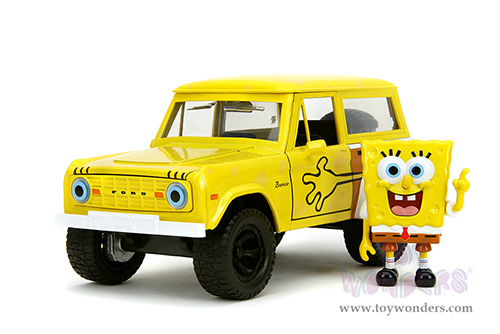 Jada Toys - Hollywood Rides | Ford Bronco with SpongeBob Squarepants Diecast Figure (1973, 1/24, diecast model car, Yellow/Brown) 35467