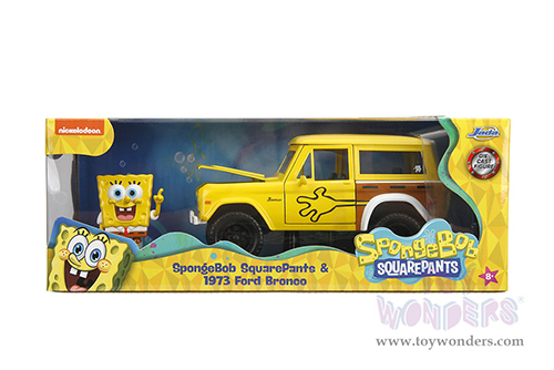 Jada Toys - Hollywood Rides | Ford Bronco with SpongeBob Squarepants Diecast Figure (1973, 1/24, diecast model car, Yellow/Brown) 35467