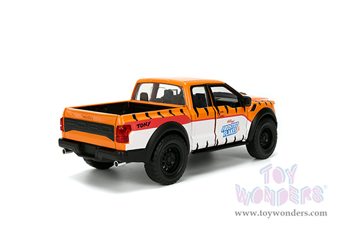 Jada Toys - Hollywood Rides | Ford F-150 Raptor Pickup with Frosted Flakes Tony the Tiger Diecast Figure (2017, 1/24, diecast model car, Orange/White) 35470