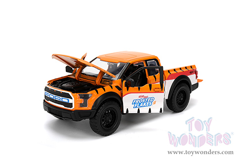Jada Toys - Hollywood Rides | Ford F-150 Raptor Pickup with Frosted Flakes Tony the Tiger Diecast Figure (2017, 1/24, diecast model car, Orange/White) 35470