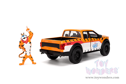 Jada Toys - Hollywood Rides | Ford F-150 Raptor Pickup with Frosted Flakes Tony the Tiger Diecast Figure (2017, 1/24, diecast model car, Orange/White) 35470