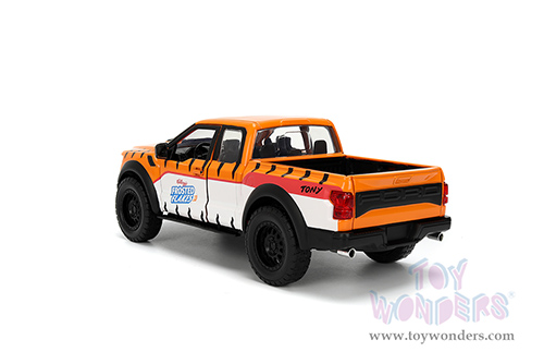 Jada Toys - Hollywood Rides | Ford F-150 Raptor Pickup with Frosted Flakes Tony the Tiger Diecast Figure (2017, 1/24, diecast model car, Orange/White) 35470