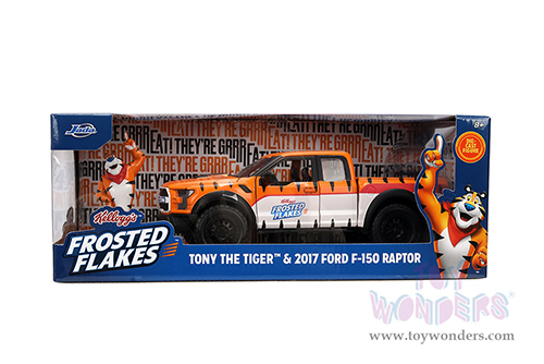 Jada Toys - Hollywood Rides | Ford F-150 Raptor Pickup with Frosted Flakes Tony the Tiger Diecast Figure (2017, 1/24, diecast model car, Orange/White) 35470