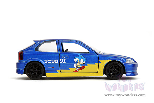 Jada Toys - Hollywood Rides | Honda Civic Type R "Sonic the Hedgehog" (1997, 1/32 scale diecast model car, Blue) 35482