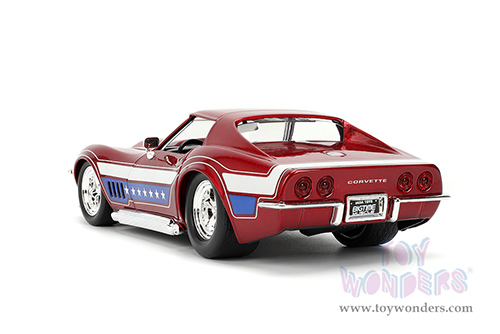 Jada Toys Bigtime Muscle - Chevrolet® Corvette® Stingray™ ZL-1 Hardtop (1969, 1/24 scale diecast model car, Candy Red/w White and Blue stripes) 35488