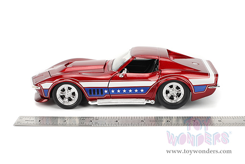 Jada Toys Bigtime Muscle - Chevrolet® Corvette® Stingray™ ZL-1 Hardtop (1969, 1/24 scale diecast model car, Candy Red/w White and Blue stripes) 35488