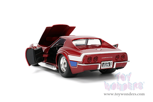 Jada Toys Bigtime Muscle - Chevrolet® Corvette® Stingray™ ZL-1 Hardtop (1969, 1/24 scale diecast model car, Candy Red/w White and Blue stripes) 35488