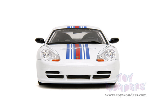 Jada Toys Hyper-Spec - Porsche 911 GT3 (996) (1/24, diecast model car, White/w Red and Blue Stripes) 35491