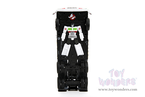 Jada Toys - Hollywood Rides | TRANSFORMERS G1 Optimus Prime® Truck Ghostbusters Ecto-1 Crossover (1/24, diecast model car, White) 35572