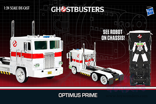 Jada Toys - Hollywood Rides | TRANSFORMERS G1 Optimus Prime® Truck Ghostbusters Ecto-1 Crossover (1/24, diecast model car, White) 35572