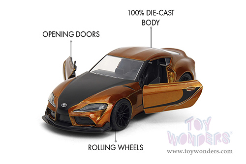 Jada Toys Fast & Furious - Toyota Supra F9 (2020, 1/32 scale diecast model car, Candy Orange/W Black Stripes) 35632