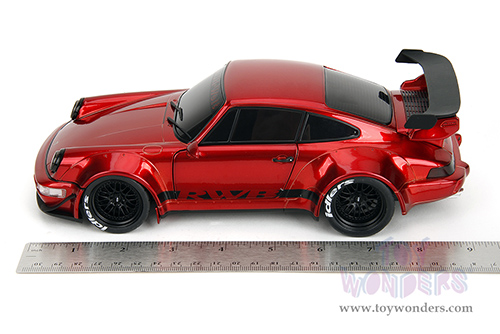 Jada Toys Pink Slips - Rauh-Welt Begriff (RWB) Body Kit with Display Base (1/18 scale diecast model car, Blue/Black with Pink stripes) 35726