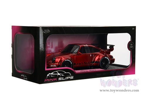 Jada Toys Pink Slips - Rauh-Welt Begriff (RWB) Body Kit with Display Base (1/18 scale diecast model car, Blue/Black with Pink stripes) 35726
