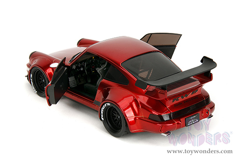 Jada Toys Pink Slips - Rauh-Welt Begriff (RWB) Body Kit with Display Base (1/18 scale diecast model car, Blue/Black with Pink stripes) 35726