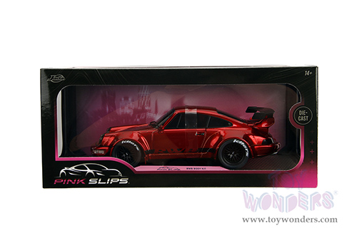 Jada Toys Pink Slips - Rauh-Welt Begriff (RWB) Body Kit with Display Base (1/18 scale diecast model car, Blue/Black with Pink stripes) 35726