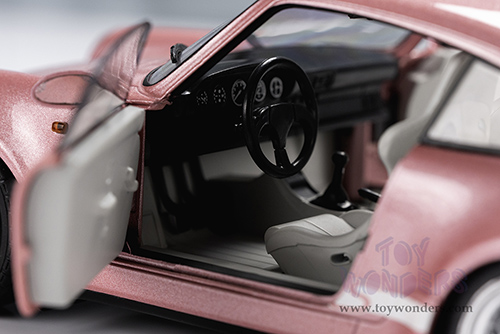 Jada Toys Pink Slips - Porsche 911 Carrera RS (964) with Display Base (1/18 scale diecast model car, Metallic Pink/w White stripes) 35727