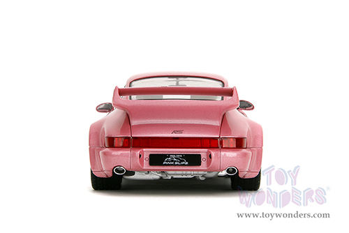 Jada Toys Pink Slips - Porsche 911 Carrera RS (964) with Display Base (1/18 scale diecast model car, Metallic Pink/w White stripes) 35727