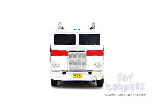 Jada Toys - Hollywood Rides | TRANSFORMERS G1 Optimus Prime® Truck Ghostbusters Ecto-1 Crossover (1/32, diecast model car, White) 35862
