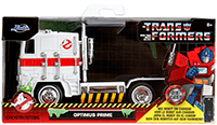 Show product details for Jada Toys - Hollywood Rides | TRANSFORMERS G1 Optimus Prime® Truck Ghostbusters Ecto-1 Crossover (1/32, diecast model car, White) 35862