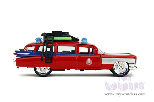 Jada Toys - Hollywood Rides | Ghostbusters™ Ecto-1™ Cadillac Ambulance TRANSFORMERS® Mash-up (1959, 1/32 scale diecast model car, Red) 35863