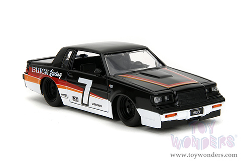 Jada Toys Bigtime Muscle - Buick® Grand National™ #7 "Buick Racing" (1987, 1/24 scale diecast model car, White/Black w Red/Orange stripes) 35864