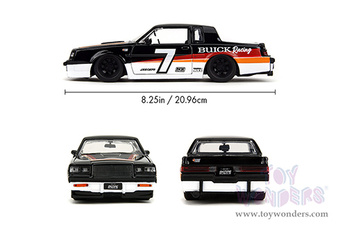 Jada Toys Bigtime Muscle - Buick® Grand National™ #7 "Buick Racing" (1987, 1/24 scale diecast model car, White/Black w Red/Orange stripes) 35864