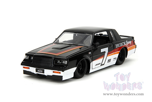 Jada Toys Bigtime Muscle - Buick® Grand National™ #7 "Buick Racing" (1987, 1/24 scale diecast model car, White/Black w Red/Orange stripes) 35864