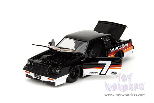 Jada Toys Bigtime Muscle - Buick® Grand National™ #7 "Buick Racing" (1987, 1/24 scale diecast model car, White/Black w Red/Orange stripes) 35864