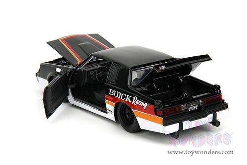 Jada Toys Bigtime Muscle - Buick® Grand National™ #7 "Buick Racing" (1987, 1/24 scale diecast model car, White/Black w Red/Orange stripes) 35864