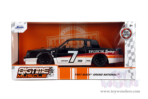 Jada Toys Bigtime Muscle - Buick® Grand National™ #7 "Buick Racing" (1987, 1/24 scale diecast model car, White/Black w Red/Orange stripes) 35864