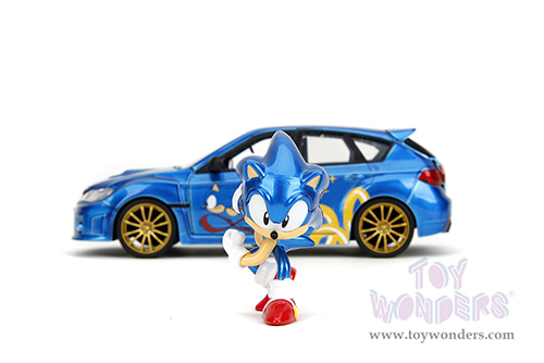Jada Toys - Hollywood Rides | Subaru Impreza WRX STI with Sonic Diecast Figure "Sonic The Hedgehog" (2012, 1/24, diecast model car, Blue) 35871