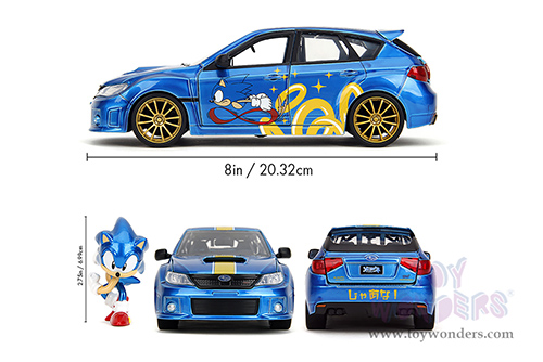 Jada Toys - Hollywood Rides | Subaru Impreza WRX STI with Sonic Diecast Figure "Sonic The Hedgehog" (2012, 1/24, diecast model car, Blue) 35871