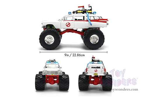 Jada Toys - Hollywood Rides | Ghostbusters™ Ecto-1™ Cadillac Ambulance Monster Truck (1/24 scale diecast model car, White) 35943