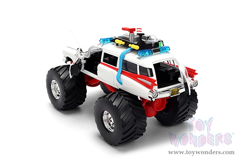 Jada Toys - Hollywood Rides | Ghostbusters™ Ecto-1™ Cadillac Ambulance Monster Truck (1/24 scale diecast model car, White) 35943