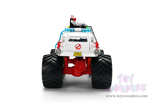 Jada Toys - Hollywood Rides | Ghostbusters™ Ecto-1™ Cadillac Ambulance Monster Truck (1/24 scale diecast model car, White) 35943