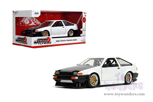 Jada Toys JDM Tuners™- Toyota Trueno AE86 Hardtop (1986, 1/24 scale diecast model car, White/w Black hood) 35956
