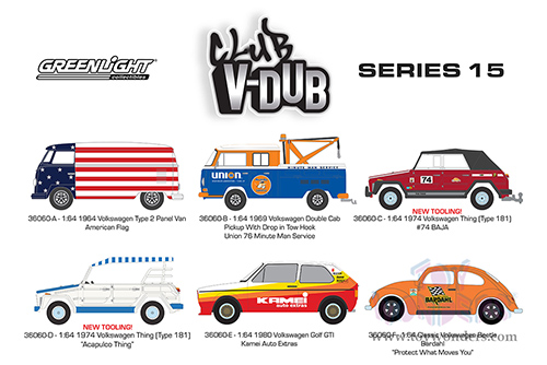 Greenlight - Club Vee-Dub Series 15 (1/64 scale diecast model car, Asstd.) 36060/48