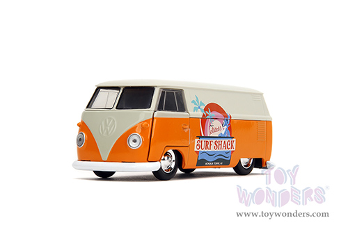 Jada Toys - Hollywood Rides | Disney Stitch Volkswagen Bus "Stitch's Surf Shack" (1961, 1/32 scale diecast model car, Orange/Cream) 36144
