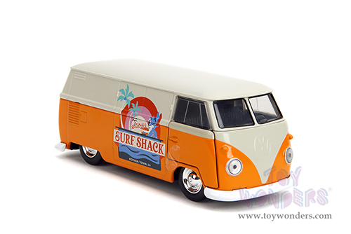 Jada Toys - Hollywood Rides | Disney Stitch Volkswagen Bus "Stitch's Surf Shack" (1961, 1/32 scale diecast model car, Orange/Cream) 36144