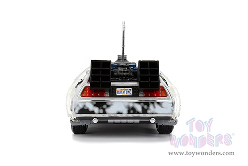 Jada Toys - Hollywood Rides | Back to the Future Part I De Lorean Time Machine with lights Frost version (1/24 scale diecast model car, Brushed Metal) 36145