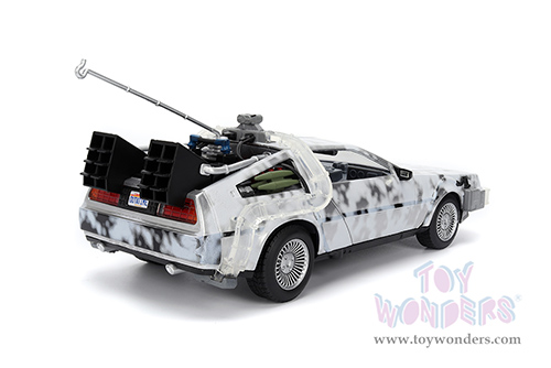 Jada Toys - Hollywood Rides | Back to the Future Part I De Lorean Time Machine with lights Frost version (1/24 scale diecast model car, Brushed Metal) 36145