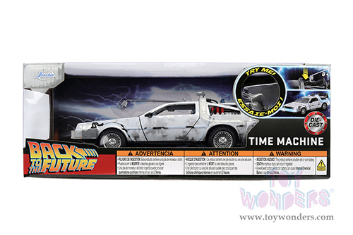 Jada Toys - Hollywood Rides | Back to the Future Part I De Lorean Time Machine with lights Frost version (1/24 scale diecast model car, Brushed Metal) 36145