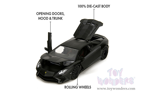 Jada Toys Fast & Furious - Shaw's Lamborghini Aventador "Furious 7" (1/24 scale diecast model car, Matte Black) 36152