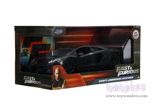 Jada Toys Fast & Furious - Shaw's Lamborghini Aventador "Furious 7" (1/24 scale diecast model car, Matte Black) 36152