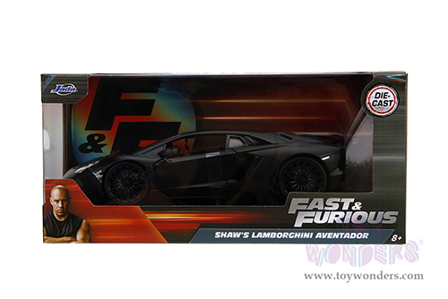 Jada Toys Fast & Furious - Shaw's Lamborghini Aventador "Furious 7" (1/24 scale diecast model car, Matte Black) 36152