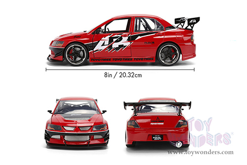 Jada Toys Fast & Furious - Sean's Mitsubishi Lancer Evolution IX  - 25th Anniversary series (1/24 scale diecast model car, Glossy Red) 36208